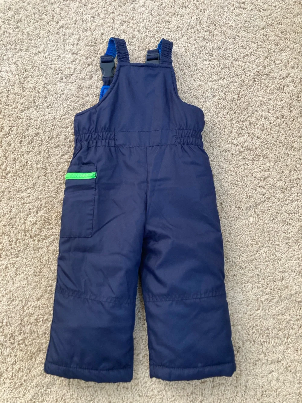 Carter's Dark Blue Toddler Snowbibs with Green Trim 18 Months